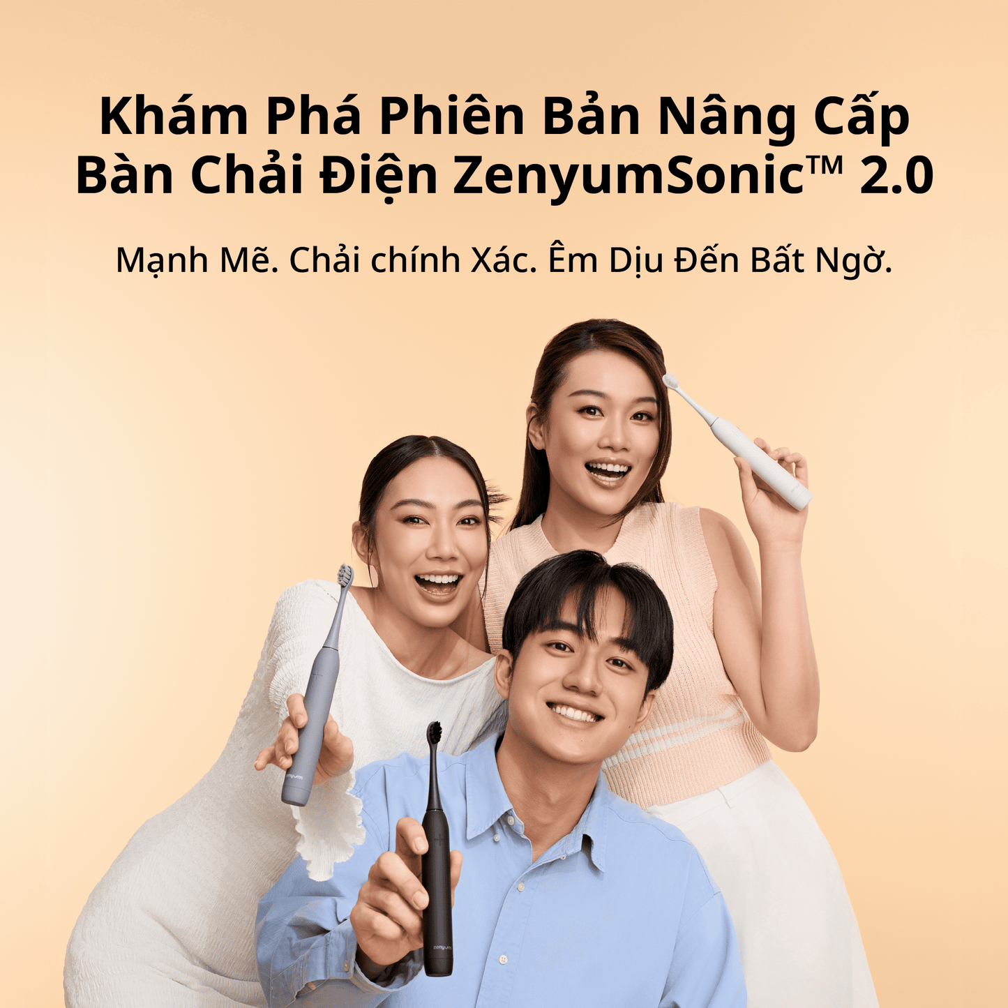 ZenyumSonic™ MỚI 2.0 phiên bản Du Lịch - 1 Bàn Chải Điện + 1 Hộp Đựng + 3 Đầu Thay Bản Chải Tiêu Chuẩn