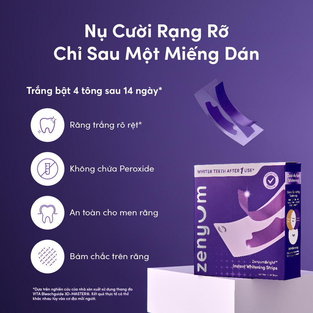 Miếng Dán Trắng Răng ZenyumBright™ Hỗ Trợ Làm Trắng Nhanh