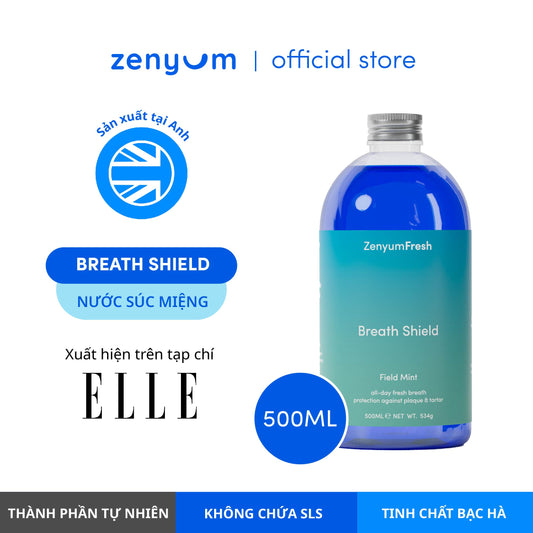 [SẢN PHẨM MỚI] Nước súc miệng Zenyum Fresh Breath Shield - 500ml (Không cồn, Bạc hà tươi mát, Kháng khuẩn, Giảm ê buốt)