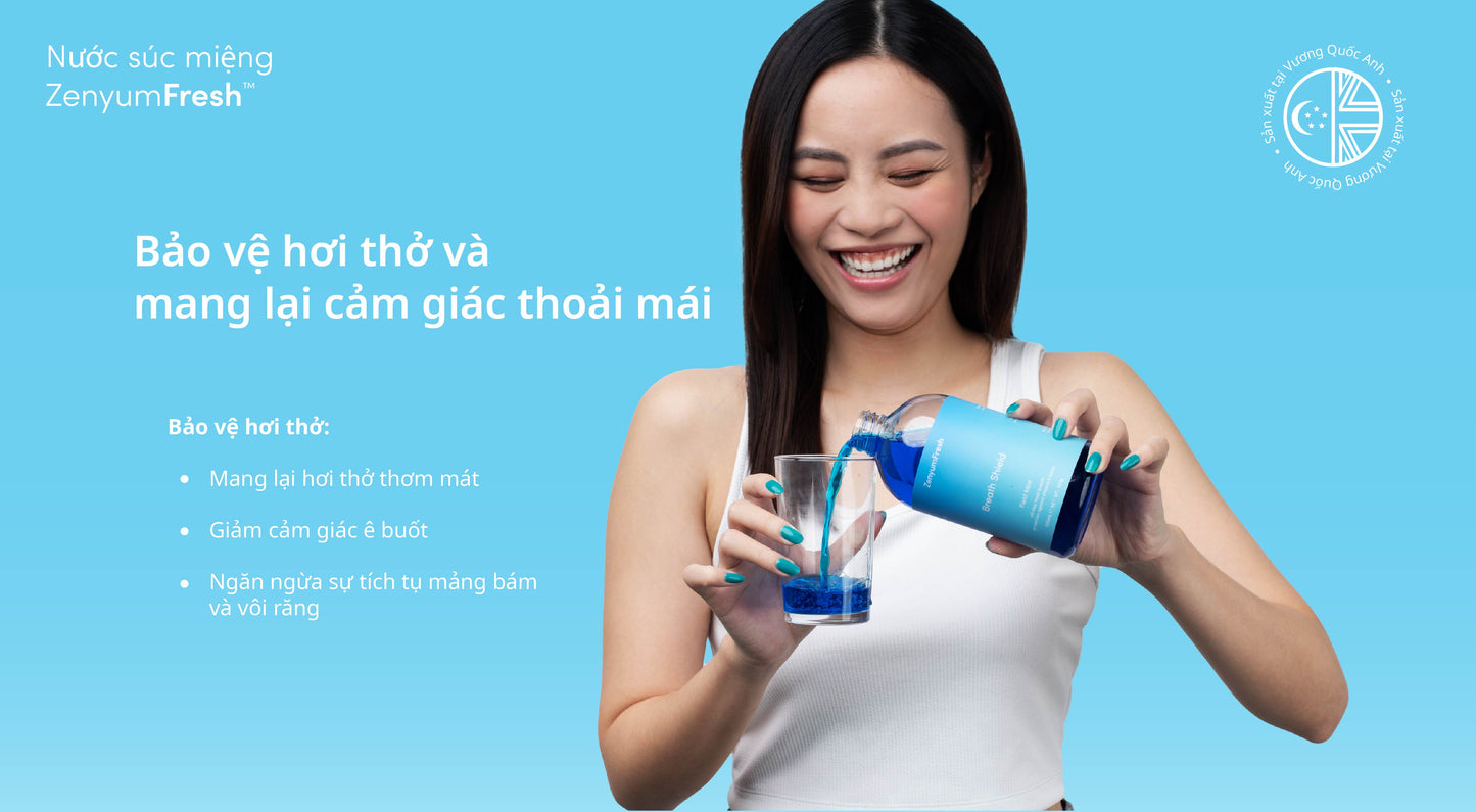 [SẢN PHẨM MỚI] Nước súc miệng Zenyum Fresh Breath Shield - 500ml (Không cồn, Bạc hà tươi mát, Kháng khuẩn, Giảm ê buốt)