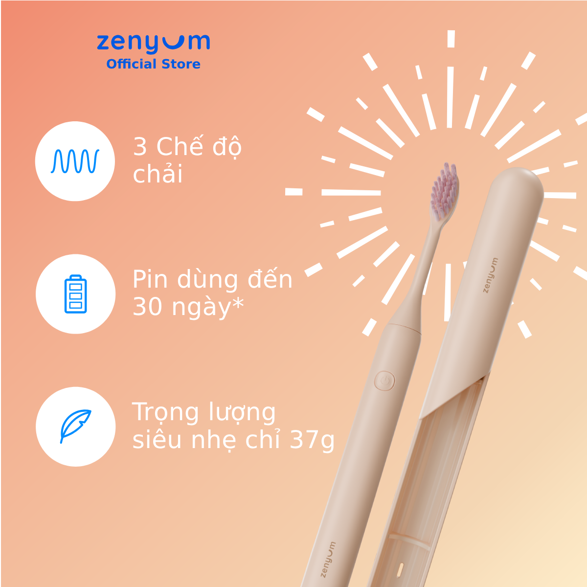 [MỚI] Bàn chải điện ZenyumSonic™ Spark + 2 Đầu Thay Thế