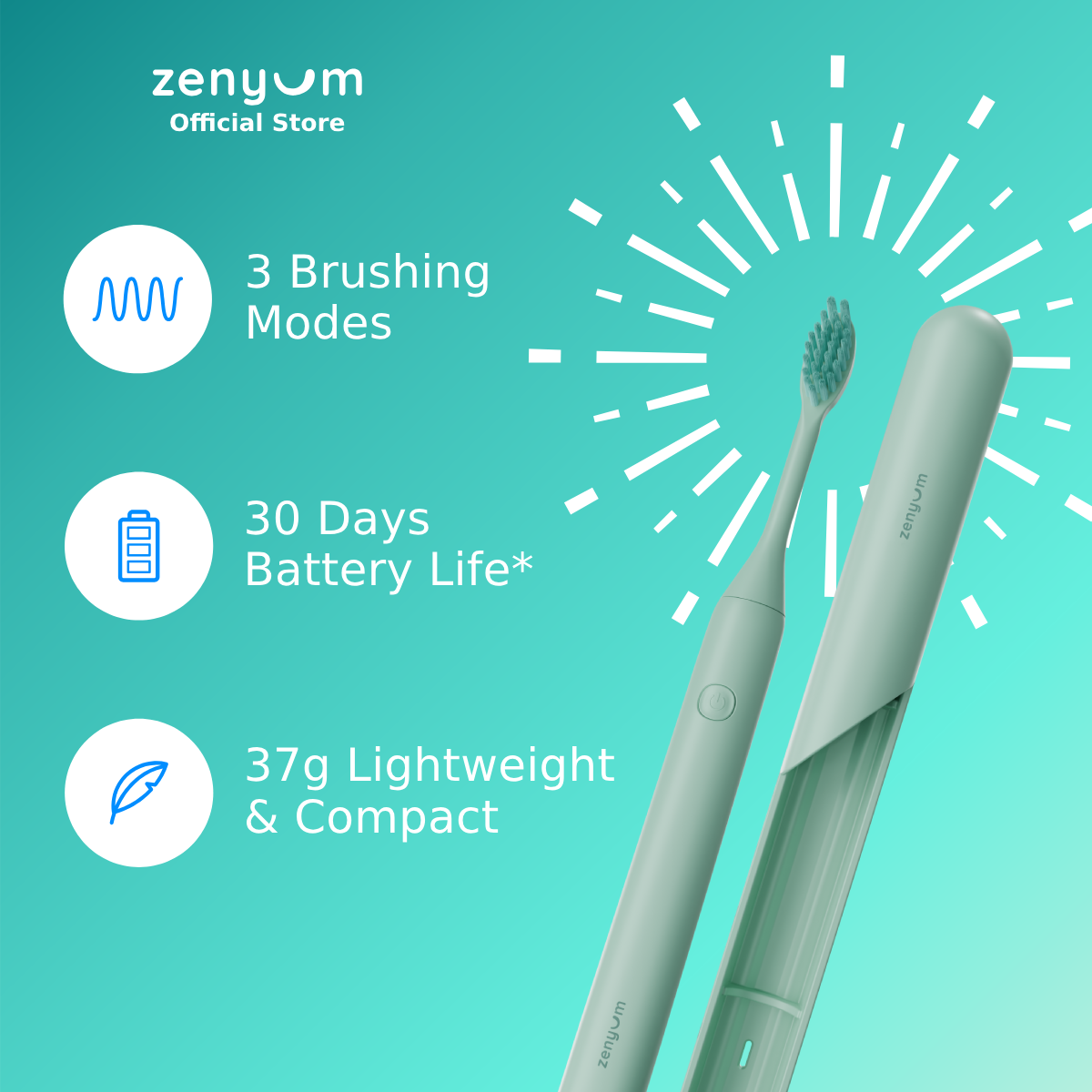 [MỚI] Bàn chải điện ZenyumSonic™ Spark + 2 Đầu Thay Thế